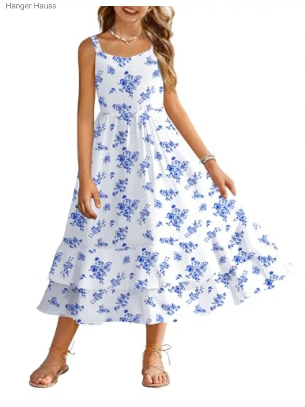 Girls Cami Summer Dress Sleeveless Sundress with Pockets, 100% Polyester
